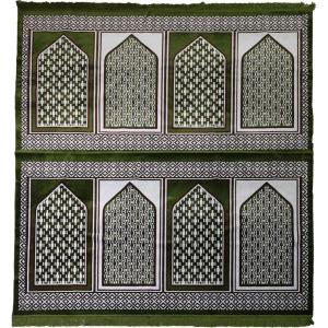 imageModefa Turkish Prayer Rug  Wide 8 Multi Person Velvet Namaz Sajadah Janamaz  Family Group Carpet Red 2Green 2