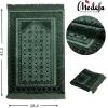 imageModefa Velvet Prayer Rug  Soft Plush Turkish Janamaz Sajada Carpet for Men and Women  Plain Solid Prayer Mat Ramadan Eid Gift  with Prayer Beads  Luxury Floral Stamp RedDark Green