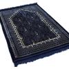 imageModefa Velvet Prayer Rug  with Car Hanger  Janamaz Sajjadah Musalla  Thick Plush Wide  Topkapi RedBlue