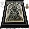 imageModefa Turkish Islamic Velvet Prayer Rug  Thick ampamp Wide Soft Praying Carpet for Men ampamp Women  Large Prayer Mat  Eid ampamp Ramadan Gift  with Kufi Cap Beads ampamp Car Hanger  Double Plush Floral RedFloral Arch  Black