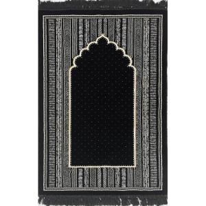 imageModefa Islamic Prayer Rug  Double Plush Large ampamp Wide Velvet Carpet  Traditional Muslim Janamaz  Thick Turkish Prayer Mat for Men ampamp Women Ramadan or Eid Gift  Tribal Mihrab Black