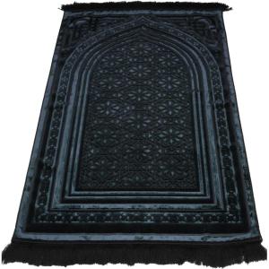 imageModefa Luxury Velvet Prayer Rug with Prayer Beads  Soft Elegant Muslim Turkish Janamaz Sajada Carpet for Men and Women  Plain Solid Prayer Mat Ramadan Eid Gift  Paisley Golden YellowNajma Black