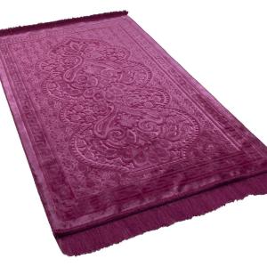 imageModefa Luxury Velvet Prayer Rug with Prayer Beads  Soft Elegant Muslim Turkish Janamaz Sajada Carpet for Men and Women  Plain Solid Prayer Mat Ramadan Eid Gift  Paisley Golden YellowHot Pink