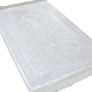 imageModefa Luxury Velvet Prayer Rug with Prayer Beads  Soft Elegant Muslim Turkish Janamaz Sajada Carpet for Men and Women  Plain Solid Prayer Mat Ramadan Eid Gift  Paisley Golden YellowVanilla Creme