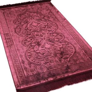 imageModefa Luxury Velvet Prayer Rug with Prayer Beads  Soft Elegant Muslim Turkish Janamaz Sajada Carpet for Men and Women  Plain Solid Prayer Mat Ramadan Eid Gift  Paisley Golden YellowBurgundy