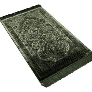 imageModefa Luxury Velvet Prayer Rug with Prayer Beads  Soft Elegant Muslim Turkish Janamaz Sajada Carpet for Men and Women  Plain Solid Prayer Mat Ramadan Eid Gift  Paisley Golden YellowDark Green
