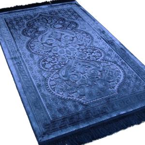 imageModefa Luxury Velvet Prayer Rug with Prayer Beads  Soft Elegant Muslim Turkish Janamaz Sajada Carpet for Men and Women  Plain Solid Prayer Mat Ramadan Eid Gift  Paisley Golden YellowNavy Blue