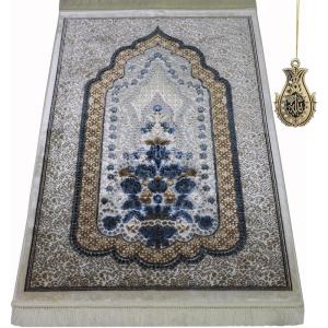 imageModefa Turkish Islamic Velvet Prayer Rug  Prayer Mat Carpet for Men and Women  Traditional Muslim Janamaz Sajada  Ramadan or Eid Gift  with Car Hanger  Luxury Winter Rose HazelnutCreamBrown  Blue