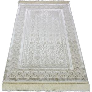 imageModefa Velvet Prayer Rug  Soft Plush Turkish Janamaz Sajada Carpet for Men and Women  Plain Solid Prayer Mat Ramadan Eid Gift  with Prayer Beads  Luxury Floral Stamp RedIvory