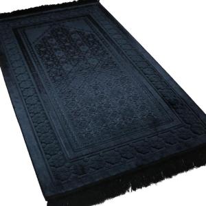 imageModefa Velvet Prayer Rug  Soft Plush Turkish Janamaz Sajada Carpet for Men and Women  Plain Solid Prayer Mat Ramadan Eid Gift  with Prayer Beads  Luxury Floral Stamp RedBlack