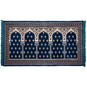 imageModefa Turkish Islamic Prayer Rug  Multi Person Janamaz Sajada for Family or Large Gathering ampamp Group Praying Carpet  Wide Plush Velvet Praying Mat Mihrab Red  5 PersonBlue