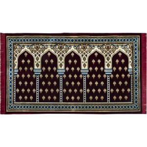 imageModefa Turkish Islamic Prayer Rug  Multi Person Janamaz Sajada for Family or Large Gathering ampamp Group Praying Carpet  Wide Plush Velvet Praying Mat Mihrab Red  5 PersonRed