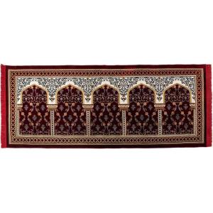 imageModefa Turkish Islamic Prayer Rug  Multi Person Janamaz Sajada for Family or Large Gathering ampamp Group Praying Carpet  Wide Plush Velvet Praying Mat Mihrab Red  5 PersonLong 5 Person Red