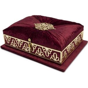 imageModefa Islamic Turkish Holy Quran in Arabic with Keepsake Velvet Gift Case ampamp Prayer Beads 429 GrayRed