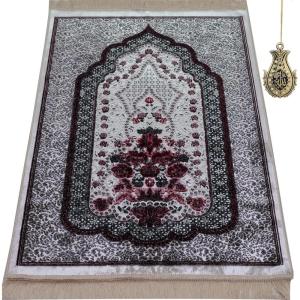 imageModefa Turkish Islamic Velvet Prayer Rug  Prayer Mat Carpet for Men and Women  Traditional Muslim Janamaz Sajada  Ramadan or Eid Gift  with Car Hanger  Luxury Winter Rose PinkGrayBlack  Pink