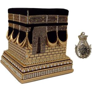 imageModefa Islamic Turkish Home Table Decor Kaba Replica Model Showpiece Eid Gift Gold with Car Hanger Gold LargeGold