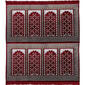 imageModefa Turkish Islamic Prayer Rug  Large Gathering ampamp Group Praying Carpet  Wide Plush Velvet Praying Mat  Multi Person Muslim Janamaz Sajada for Family  8 Person Red 3Red 3