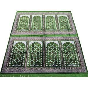 imageModefa Turkish Islamic Prayer Rug  Large Gathering ampamp Group Praying Carpet  Wide Plush Velvet Praying Mat  Multi Person Muslim Janamaz Sajada for Family  8 Person Red 3Green