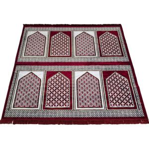 imageModefa Turkish Islamic Prayer Rug  Large Gathering ampamp Group Praying Carpet  Wide Plush Velvet Praying Mat  Multi Person Muslim Janamaz Sajada for Family  8 Person Red 3Red 2
