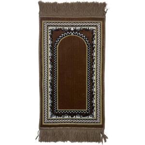 imageModefa Turkish Islamic Velvet Prayer Rug  Soft Small Child Praying Carpet  Muslim Janamaz Sajada for Kids ampamp Toddlers  Ramadan or Eid Gift for Boys ampamp Girls  Lattice RedVine Border Arch Brown