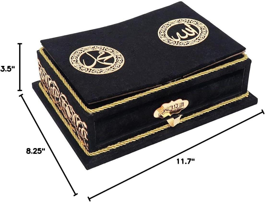 imageHoly Quran Keepsake Quran Rahle Holder Muslim Rayiha Gift Set SilverBlack