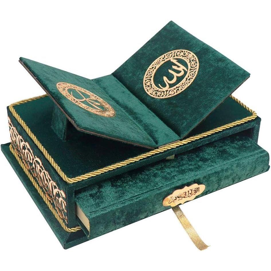 imageHoly Quran Keepsake Quran Rahle Holder Muslim Rayiha Gift Set SilverGreen