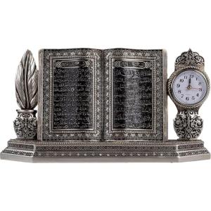 image:imageModefa Turkish Islamic Table Decor  Muslim Islamic Housewarming Ramadan Eid Celebration Gift  Clock and Mushaf Allah Muhammad  GoldAyatul Kursi  Silver