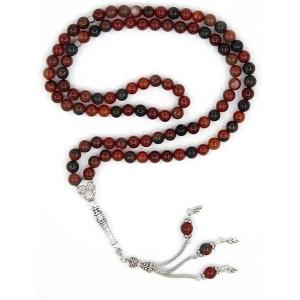 image:imageModefa Turkish Islamic Luxury Prayer Beads  99 Count Round Multicolored Agate Stone Tesbih BrownRedBrownRed