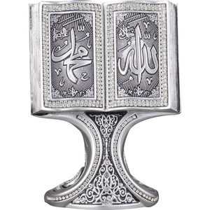 image:imageModefa Islamic Decor  Eid Gifts for Women  Muslim Decorations for Home Islamic Art  Islamic Table Decor Showpiece Quran Open Book AllahMuhammad  Silver MediumAllahMuhammad  Silver