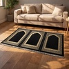 image:imageModefa Turkish Islamic Prayer Mat  Wide Chenille Praying Mat  Multi Person Muslim Janamaz Sajada for Family  Large Gathering amp Group Praying Carpet  Selcuk Star 3 Person BlackBlack