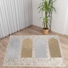 image:imageModefa Wide 4 Person Group Family Islamic Prayer Rug  Luxury Velvet Janamaz Sejadah  Serenity Garden BlueWhiteBeigeGrey