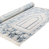 image:imageModefa Wide 4 Person Group Family Islamic Prayer Rug  Luxury Velvet Janamaz Sejadah  Serenity Garden BlueWhiteBlueWhite  Imam Rug
