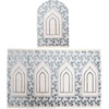 image:imageModefa Wide 4 Person Group Family Islamic Prayer Rug  Luxury Velvet Janamaz Sejadah  Serenity Garden BlueWhiteBlueWhite  Imam Rug