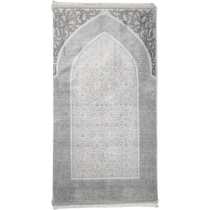 image:imageModefa Foam Prayer Rug  Thick Padded Prayer Mat Cushioned Thick Prayer Mat  Large Long Soft Muslim Prayer Rug Velvet Digital Print Lattice  GoldMosaic Floral  Grey