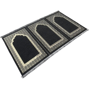 image:imageModefa Turkish Islamic Prayer Mat  Wide Chenille Praying Mat  Multi Person Muslim Janamaz Sajada for Family  Large Gathering amp Group Praying Carpet  Selcuk Star 3 Person BlackBlack