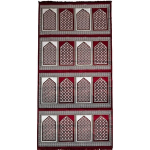 image:imageModefa Turkish Islamic Prayer Rug  Large Gathering amp Group Praying Carpet  Wide Plush Velvet Praying Mat  Multi Person Muslim Janamaz Sajada for Family  16 Person Geometric Red