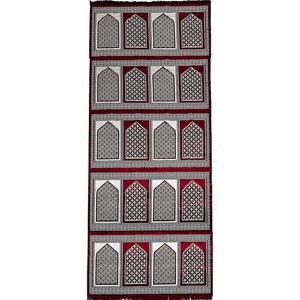 image:imageModefa Turkish Islamic Prayer Rug  Large Gathering amp Group Praying Carpet  Wide Plush Velvet Praying Mat  Multi Person Muslim Janamaz Sajada for Family  20 Person Geometric Red